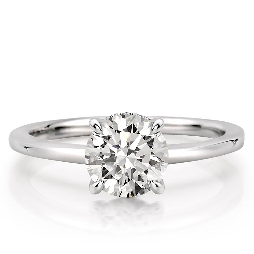 round cut diamond secret halo engagement ring in palladium