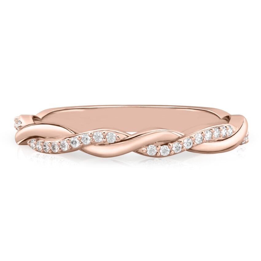 twist wedding band in rose gold