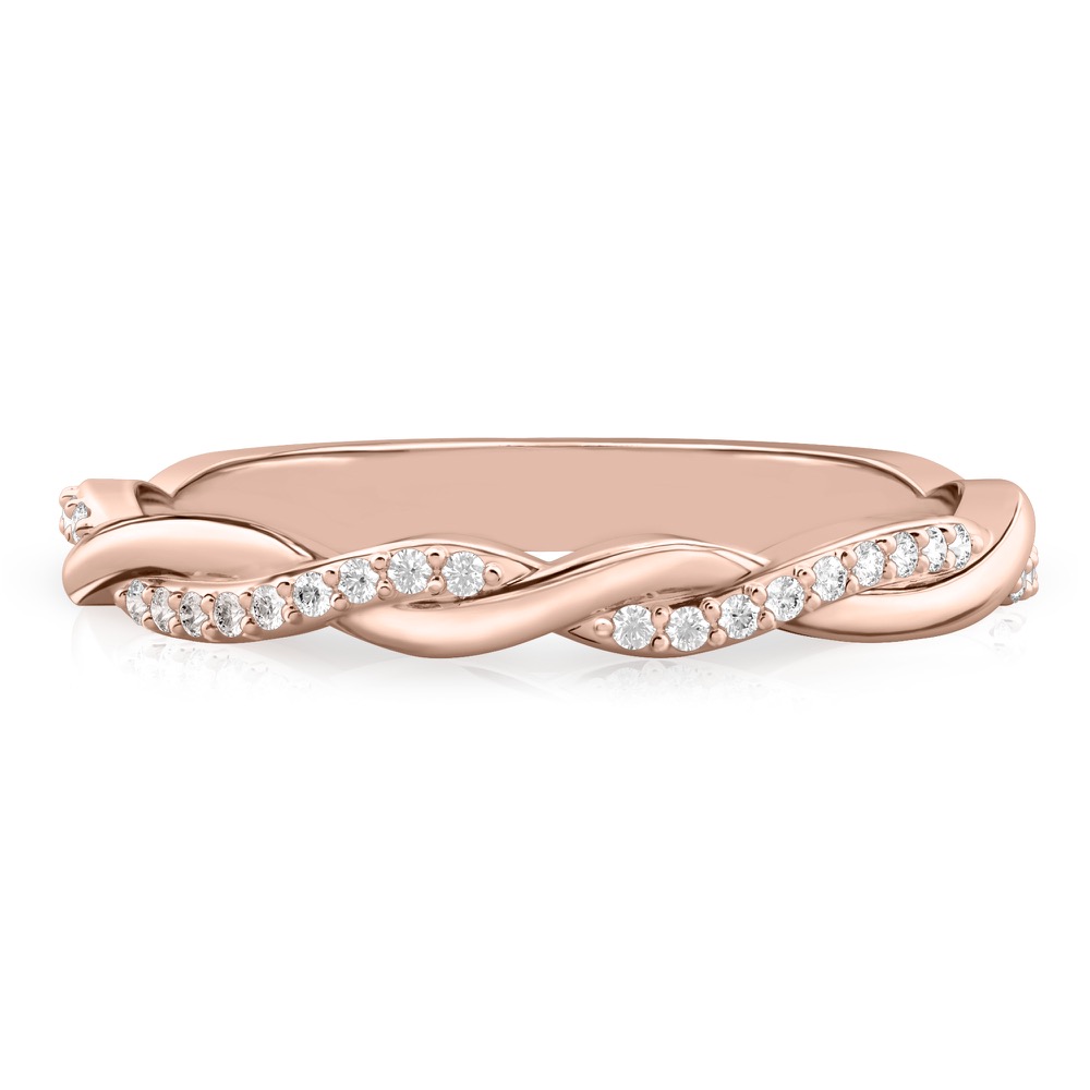 twist wedding band in rose gold