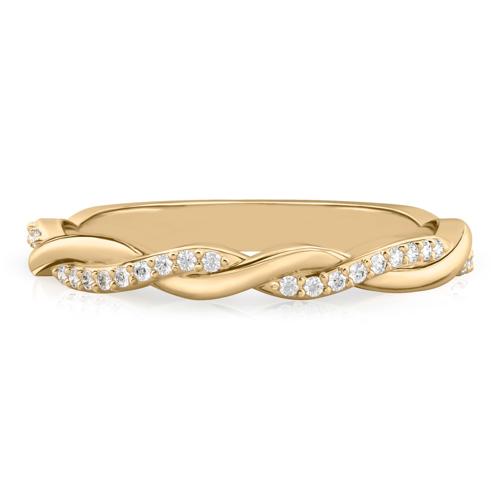 twist wedding band in yellow gold