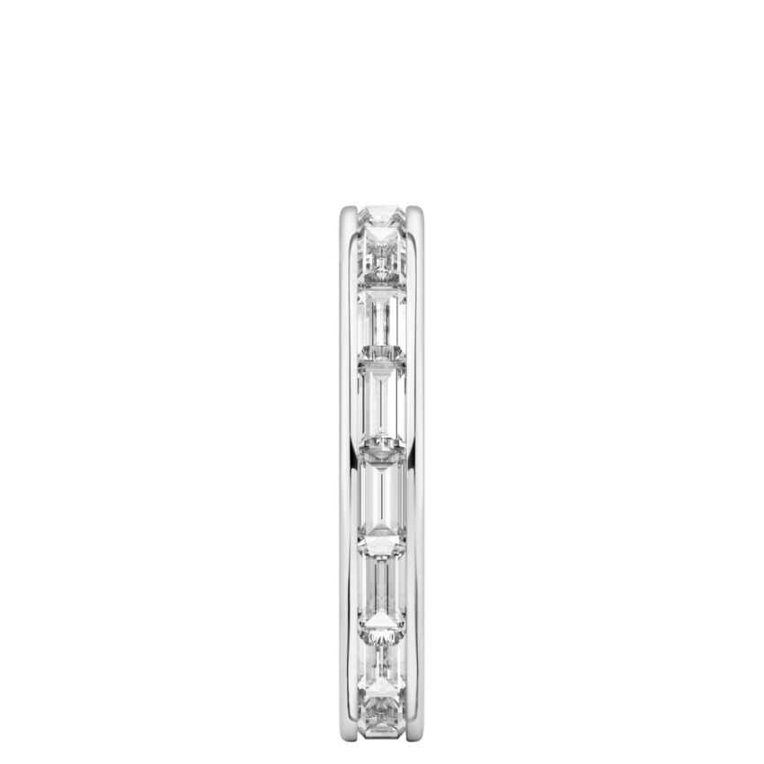 Side view of baguette eternity band platinum