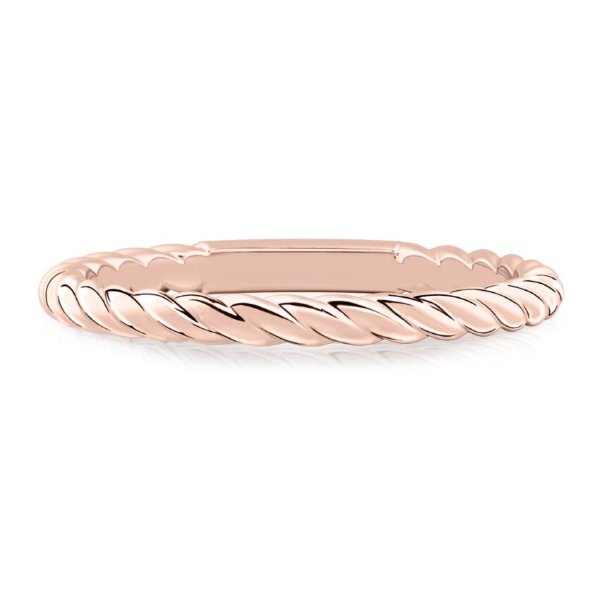 cable wedding ring in rose gold