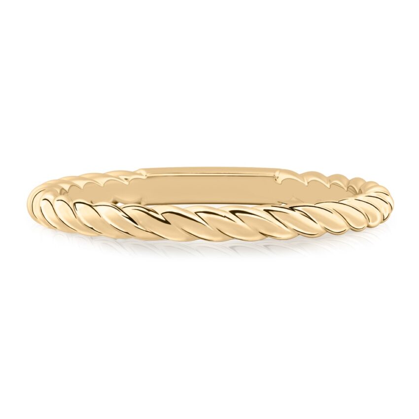 cable wedding ring in yellow gold
