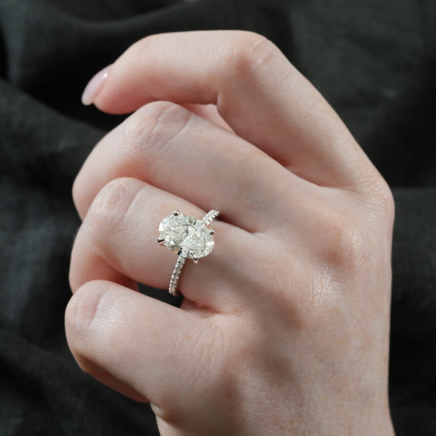 dainty engagement ring in lifestyle