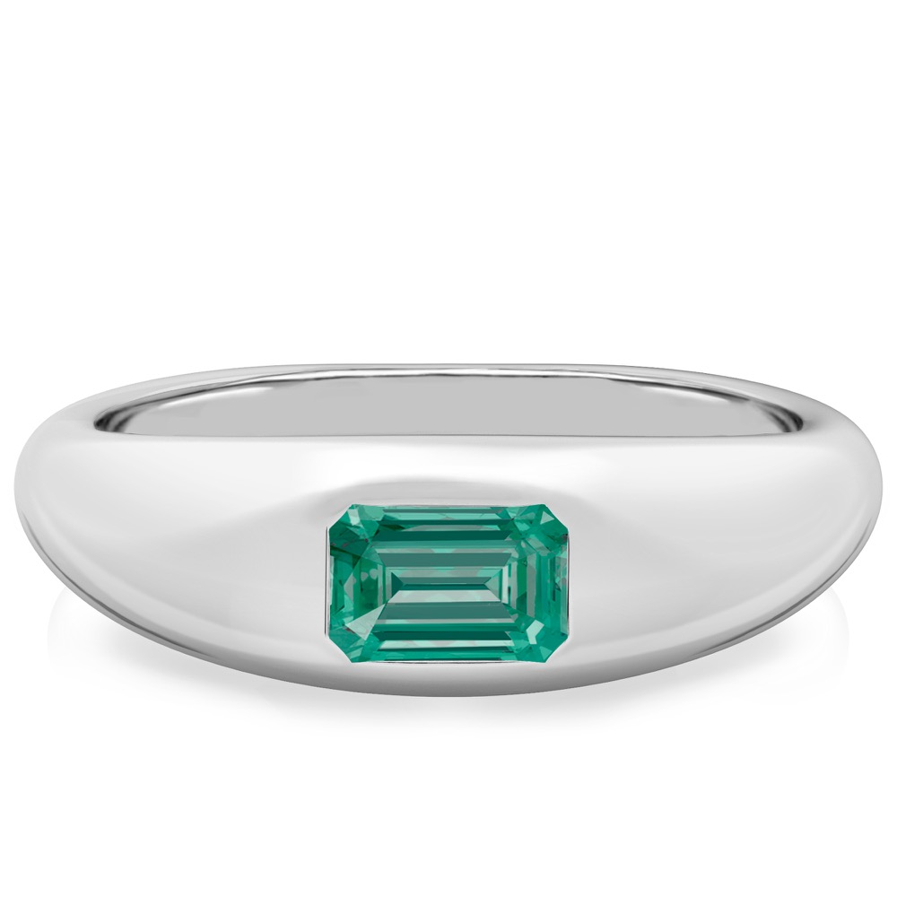 emerald cut august birthstone dome ring white gold
