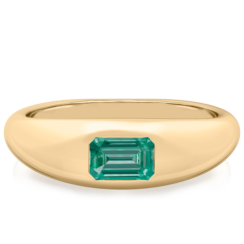 emerald cut august birthstone dome ring yellow gold