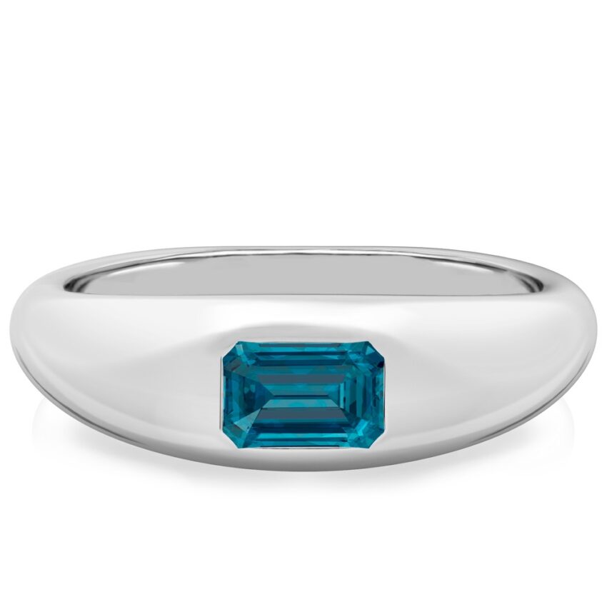 emerald cut december birthstone dome ring platinum