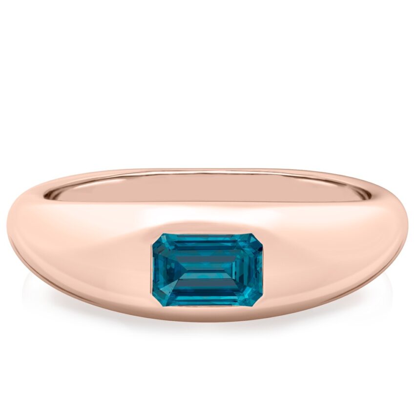 emerald cut december birthstone dome ring rose gold