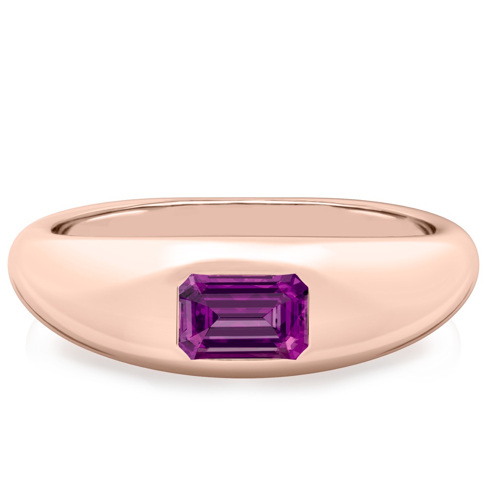 emerald cut february birthstone dome ring rose gold