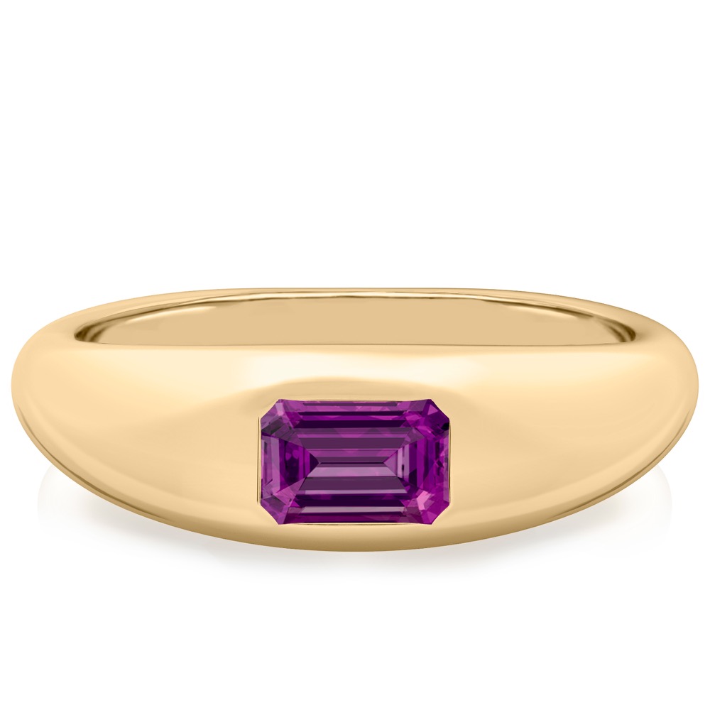 emerald cut february birthstone dome ring yellow gold