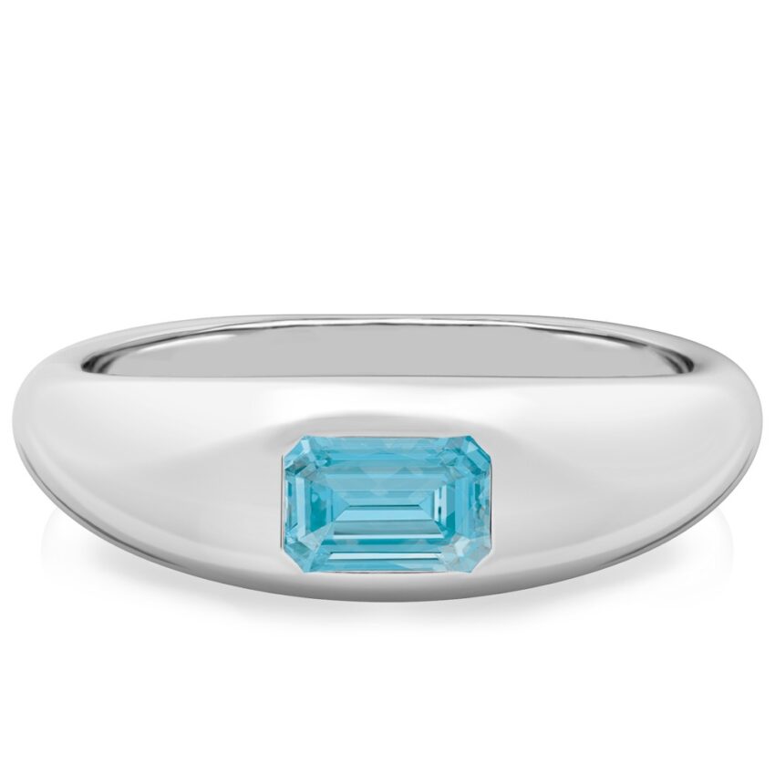 emerald cut march birthstone dome ring platinum