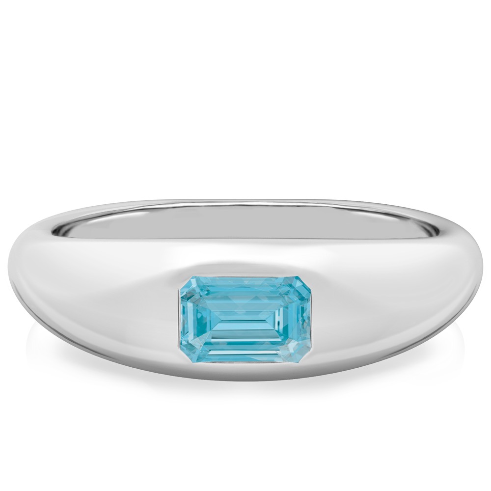 emerald cut march birthstone dome ring platinum