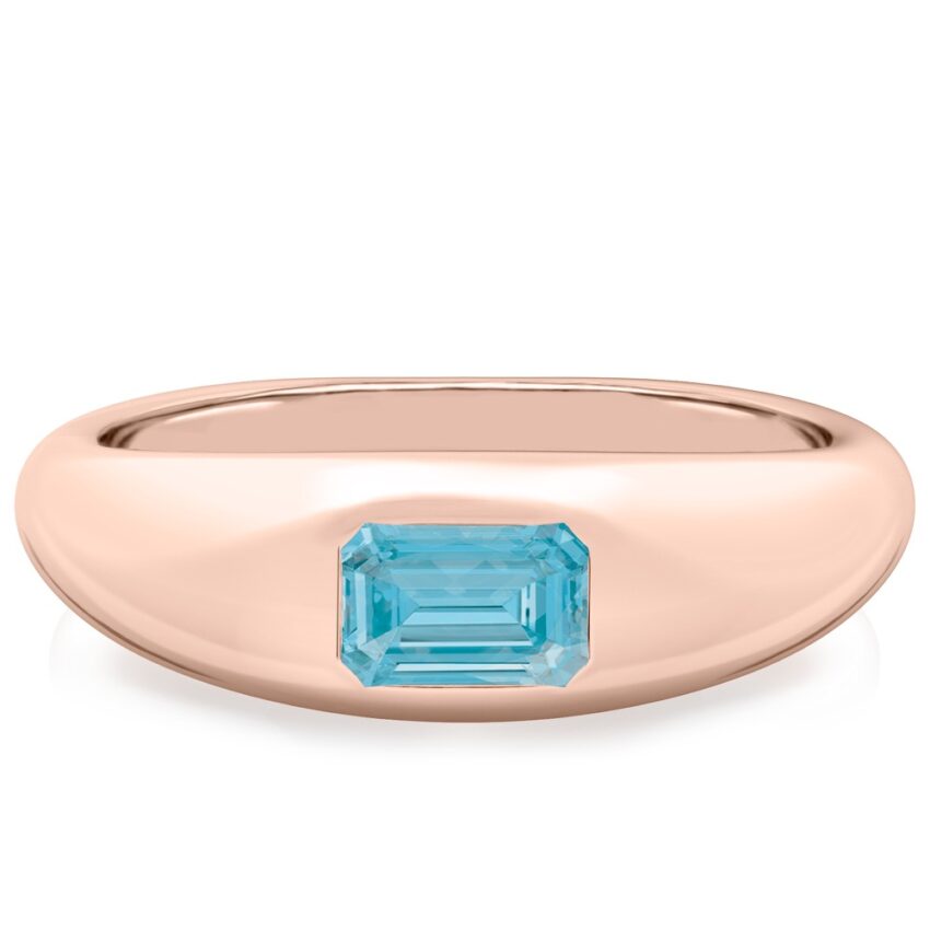emerald cut march birthstone dome ring rose gold