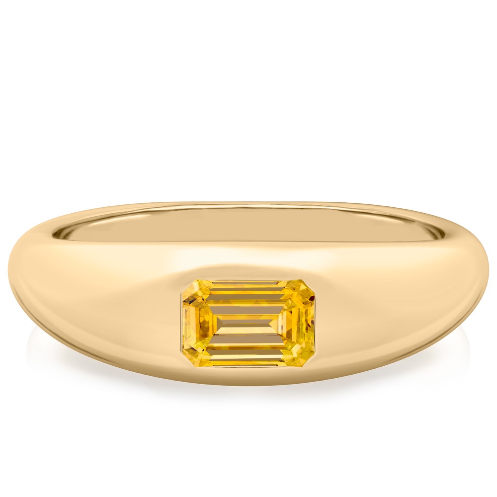 emerald cut november birthstone dome ring yellow gold