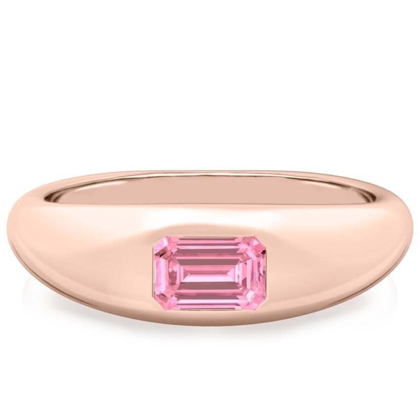 emerald cut october birthstone dome ring rose gold