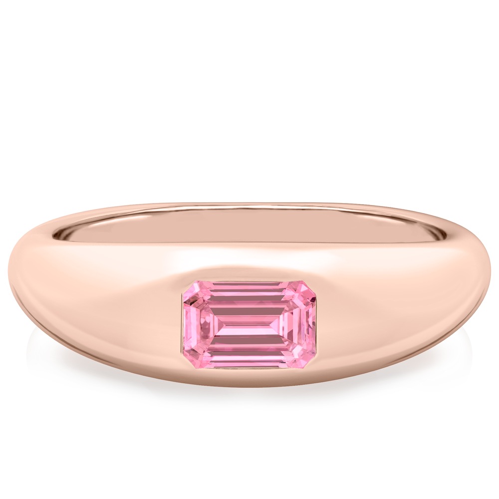 emerald cut october birthstone dome ring rose gold