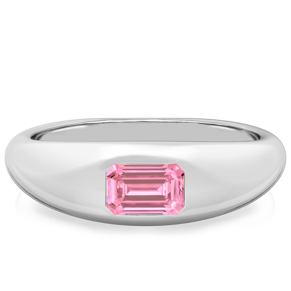 emerald cut october birthstone dome ring white gold