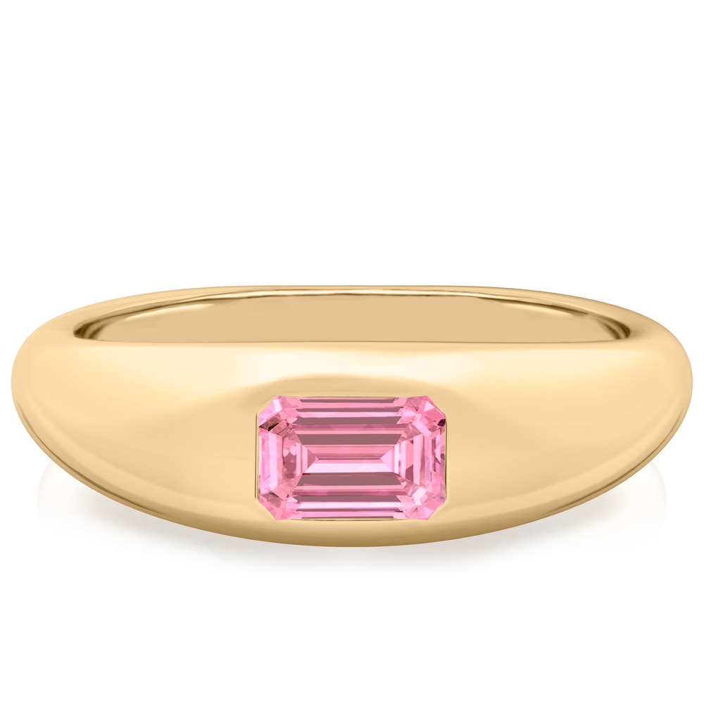 emerald cut october birthstone dome ring yellow gold