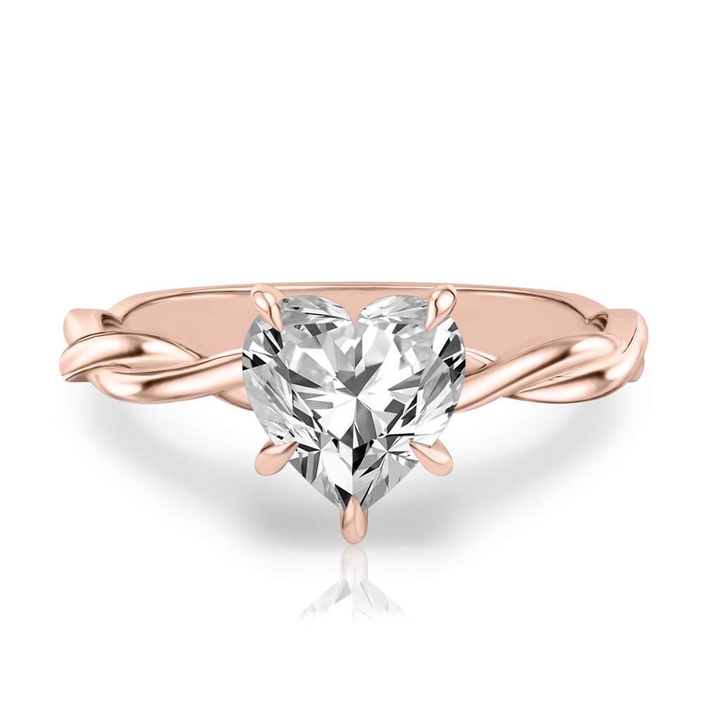 heart shape diamond twisted hidden halo engagement ring in rose gold