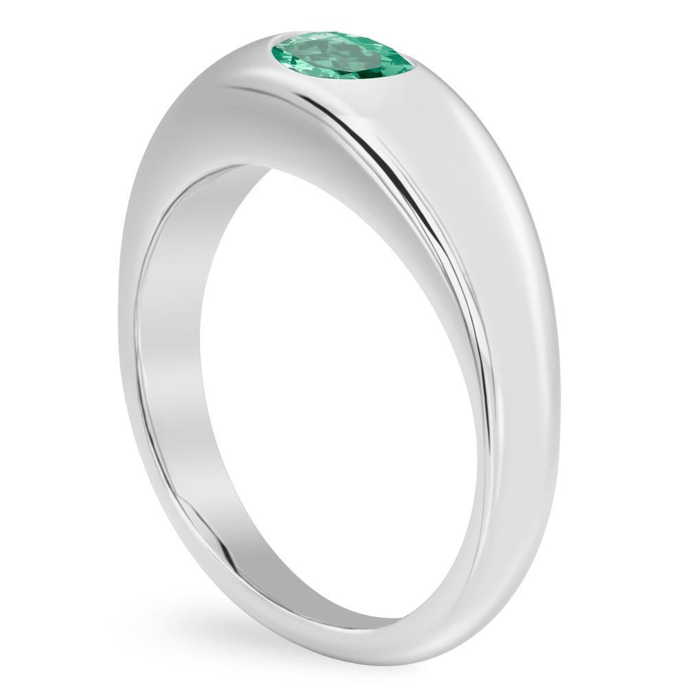 Angle view of oval shape august birthstone dome ring platinum