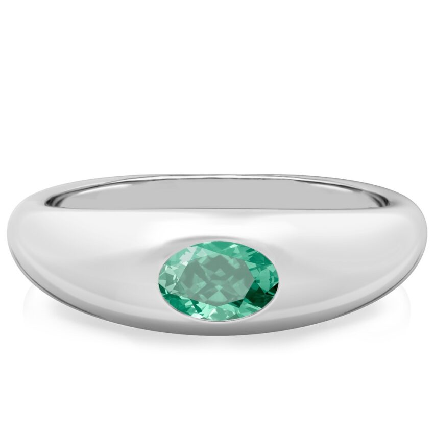 oval shape august birthstone dome ring white gold