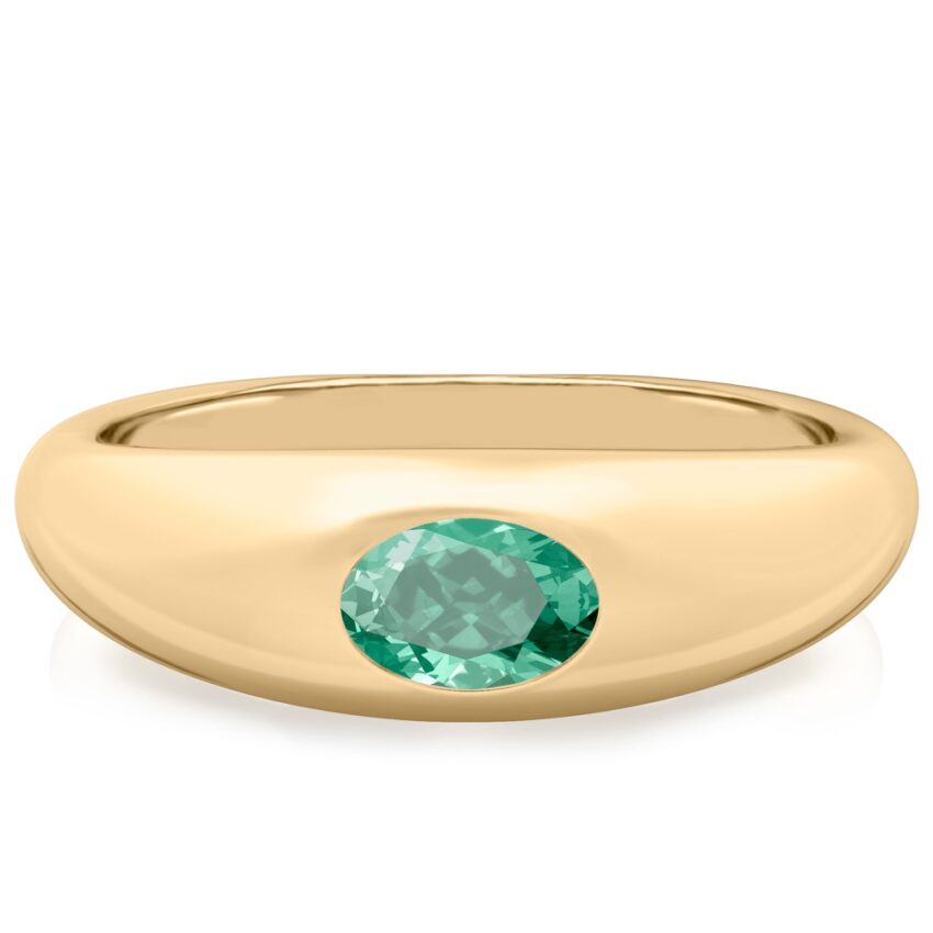 oval shape august birthstone dome ring yellow gold