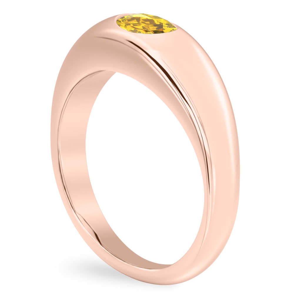 Angle view of oval shape november birthstone dome ring rose gold