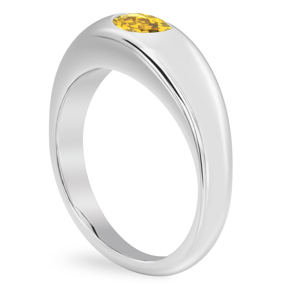 Angle view of oval shape november birthstone dome ring white gold
