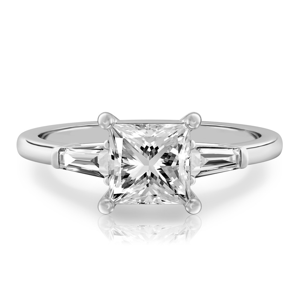 princess cut diamond tapered baguette engagement ring palladium princess cut diamond tapered baguette engagement ring in palladium