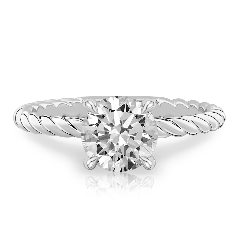 round cut diamond twisted rope engagement ring in platinum