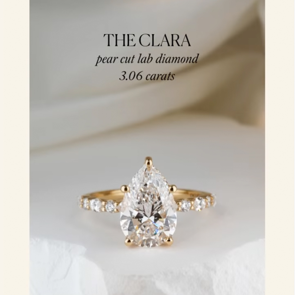 do amore clara engagement ring pear diamond yellow gold instagram