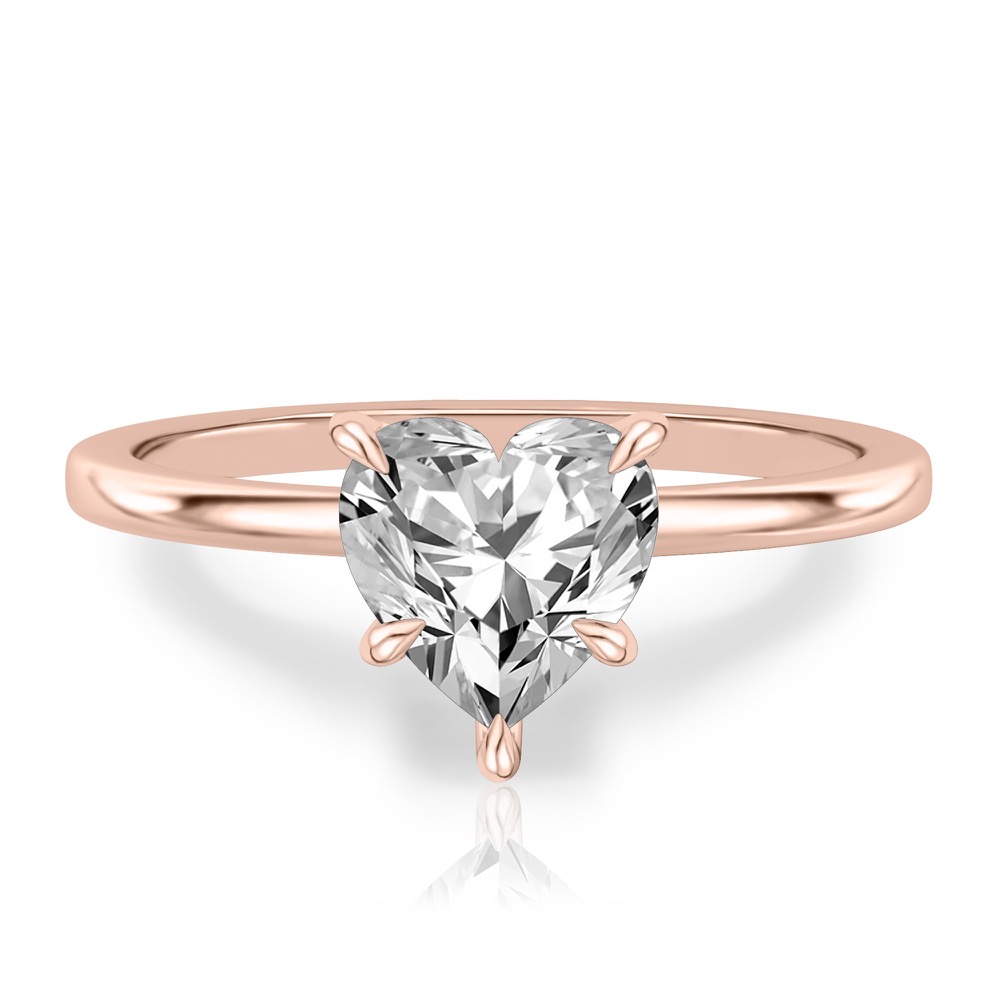 heart shape diamond hidden halo engagement ring in rose gold