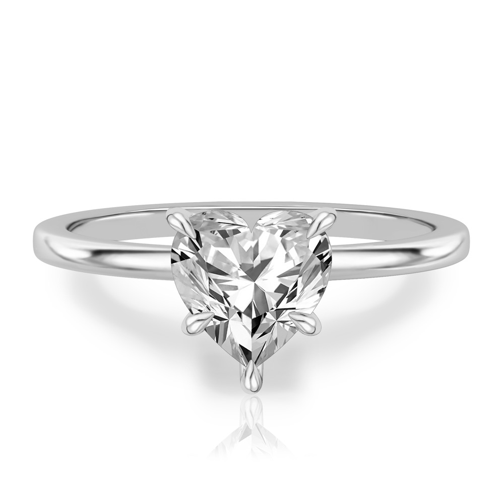 heart shape diamond hidden halo engagement ring in white gold
