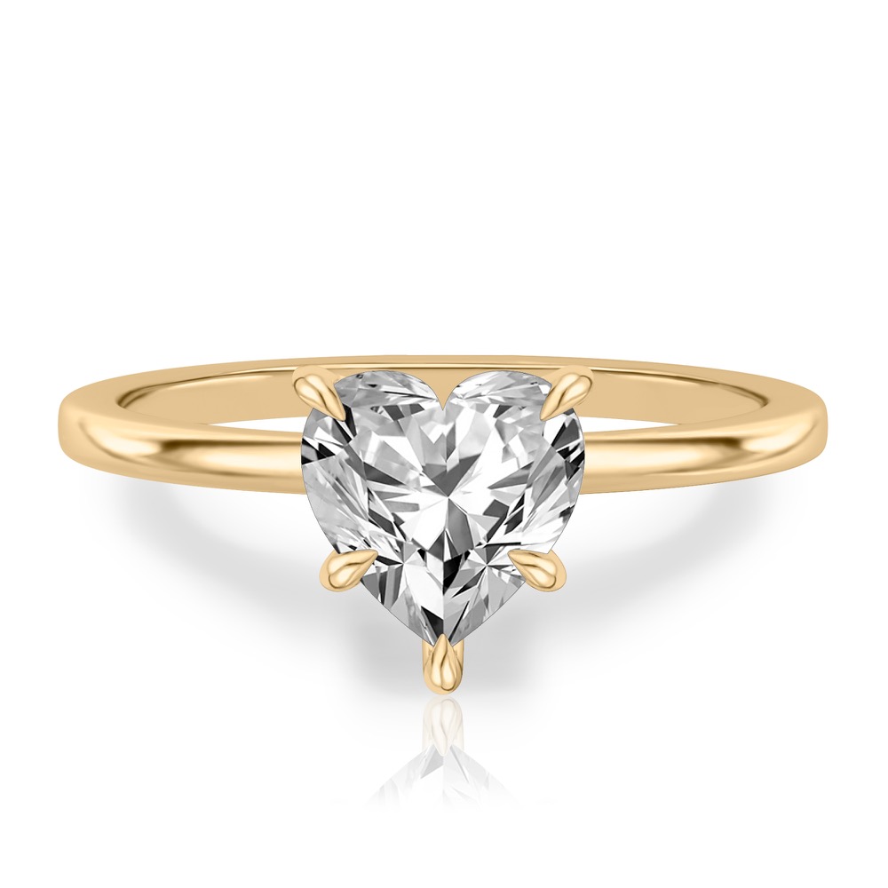 heart shape diamond hidden halo engagement ring in yellow gold