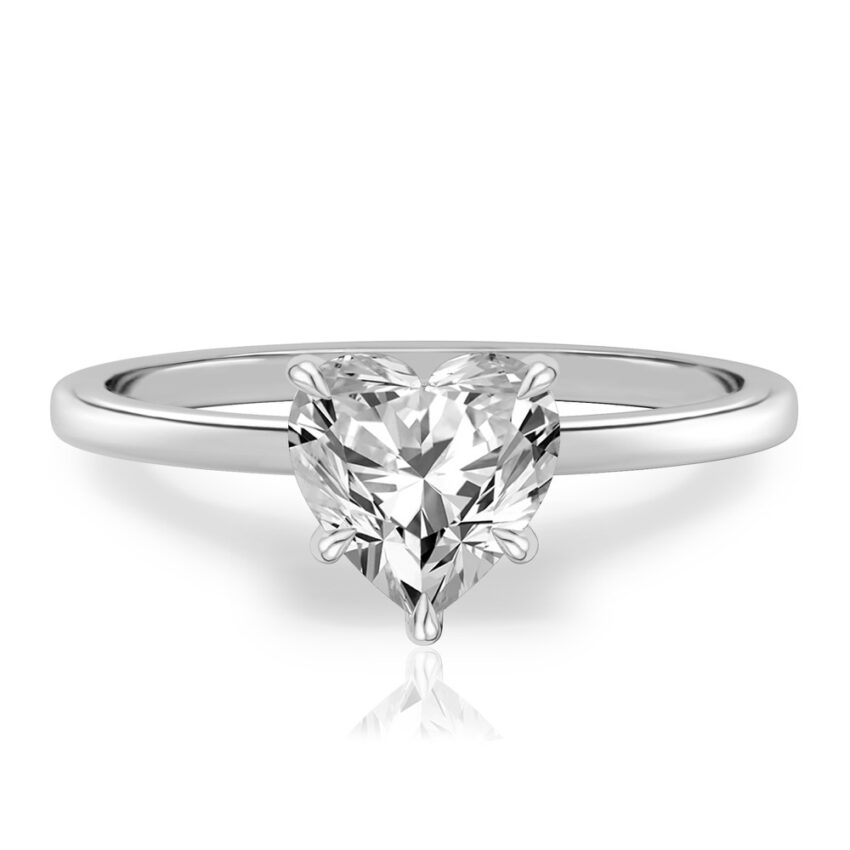 heart shape diamond ultra low hidden halo engagement ring in palladium