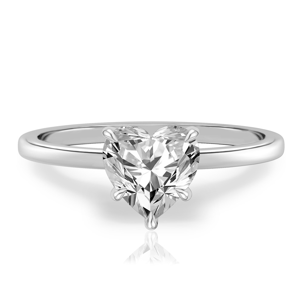 heart shape diamond ultra low hidden halo engagement ring in platinum