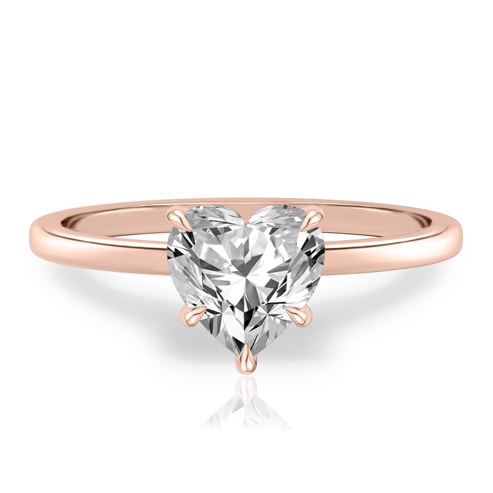 heart shape diamond ultra low hidden halo engagement ring in rose gold