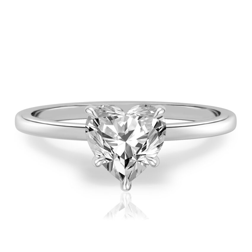 heart shape diamond ultra low hidden halo engagement ring in white gold
