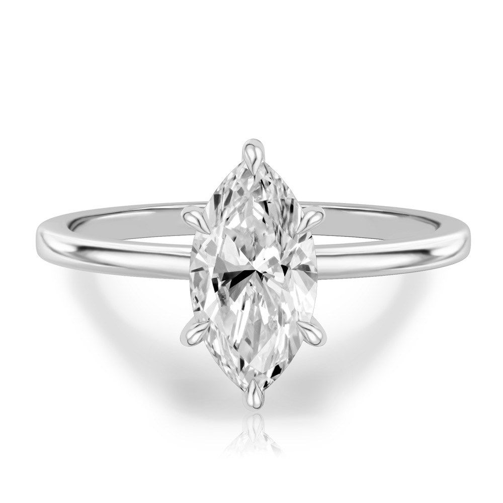 marquise cut diamond flush hidden halo engagement ring in platinum