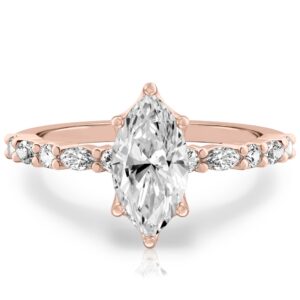 marquise cut diamond marquise and round diamond ring rose gold