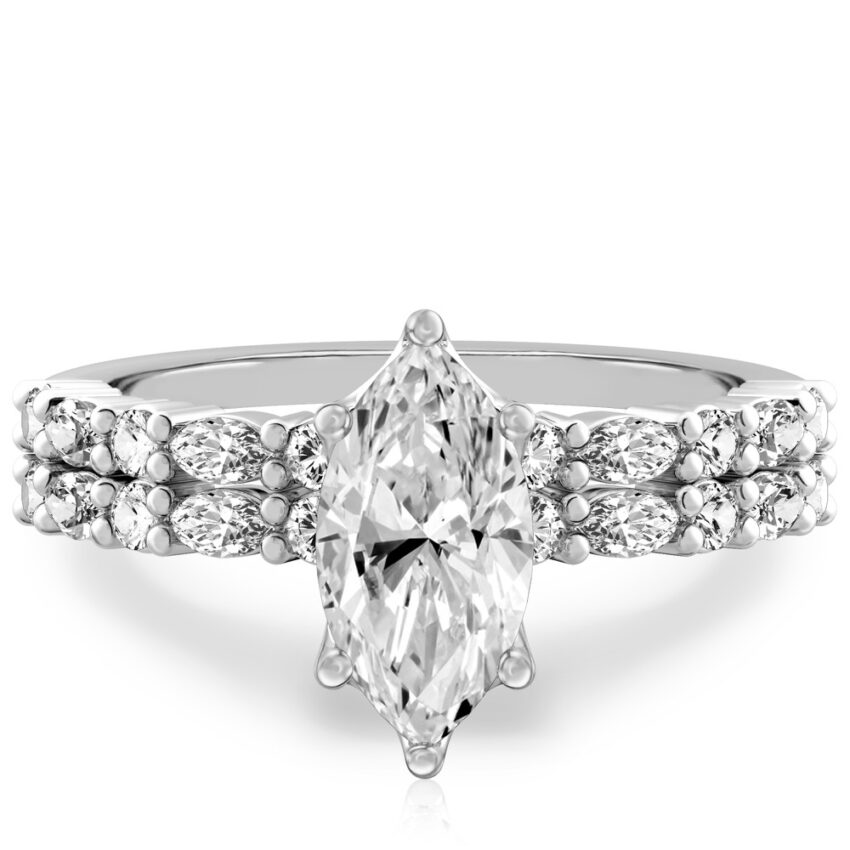 marquise cut diamond marquise and round diamond ring set platinum