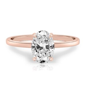 oval shape diamond ultra low hidden halo engagement ring in rose gold
