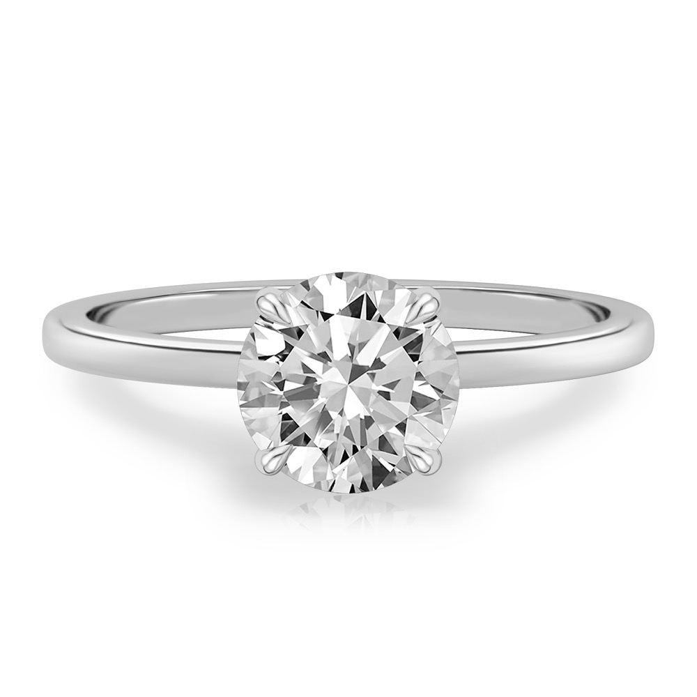 round cut diamond ultra low hidden halo engagement ring in palladium