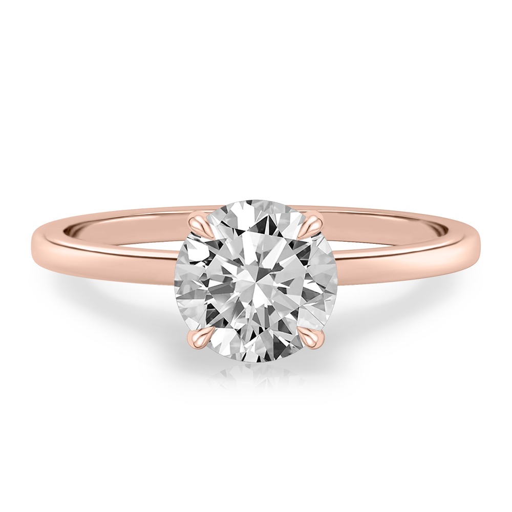 round cut diamond ultra low hidden halo engagement ring in rose gold