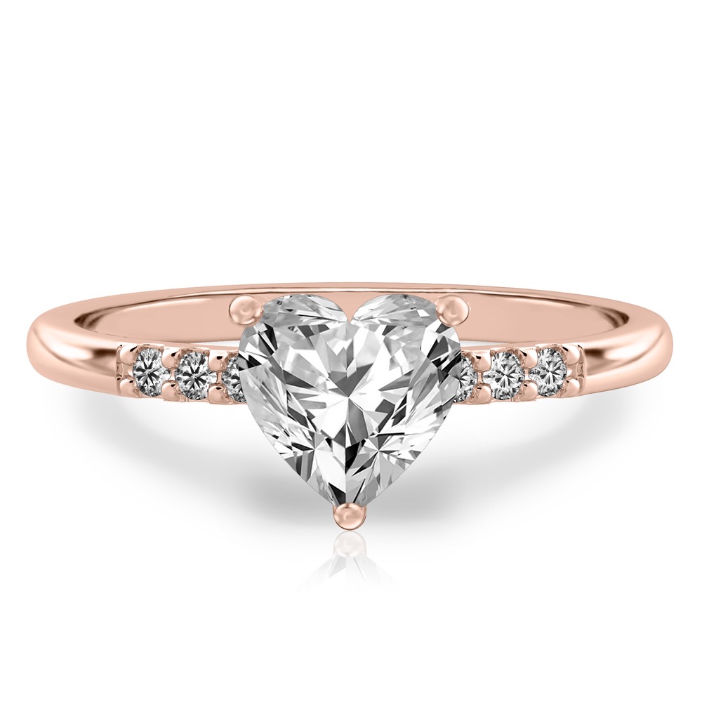 heart shape diamond minimalist pave engagement ring in rose gold
