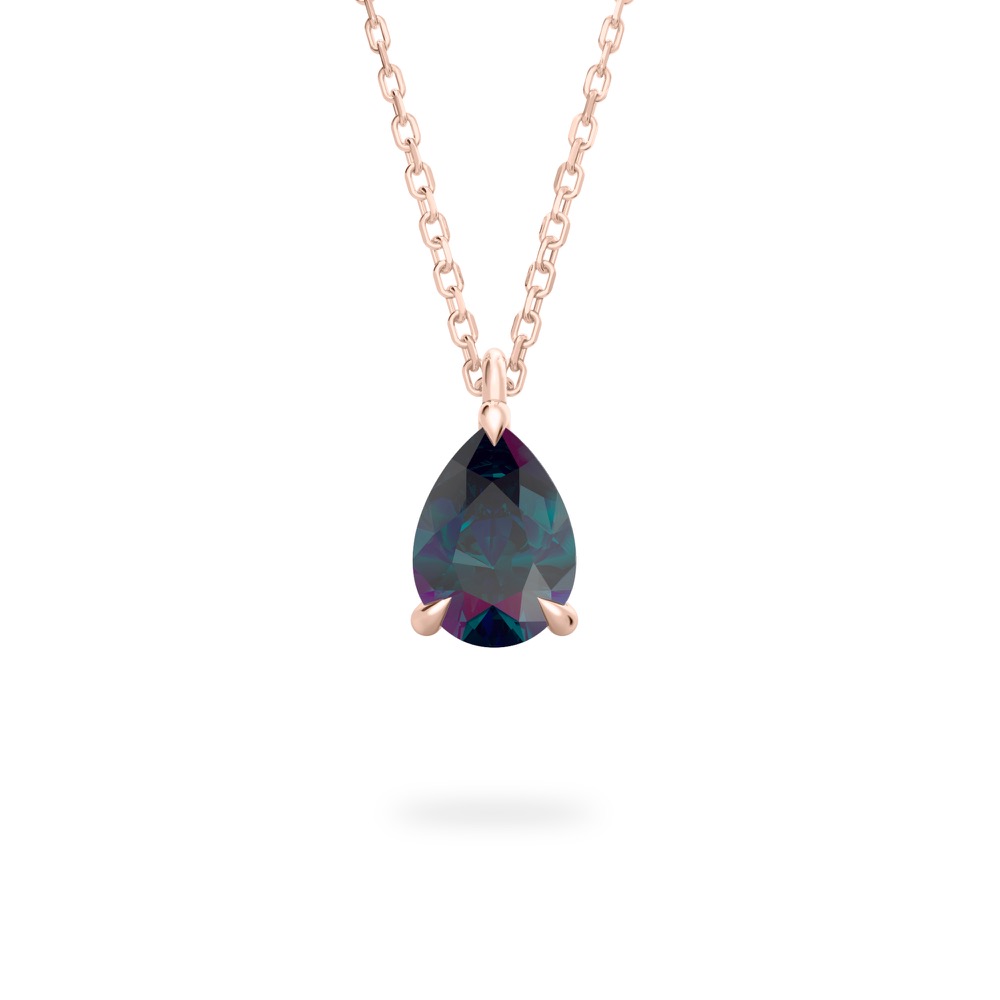 pear alexandrite necklace in and earrings rose gold