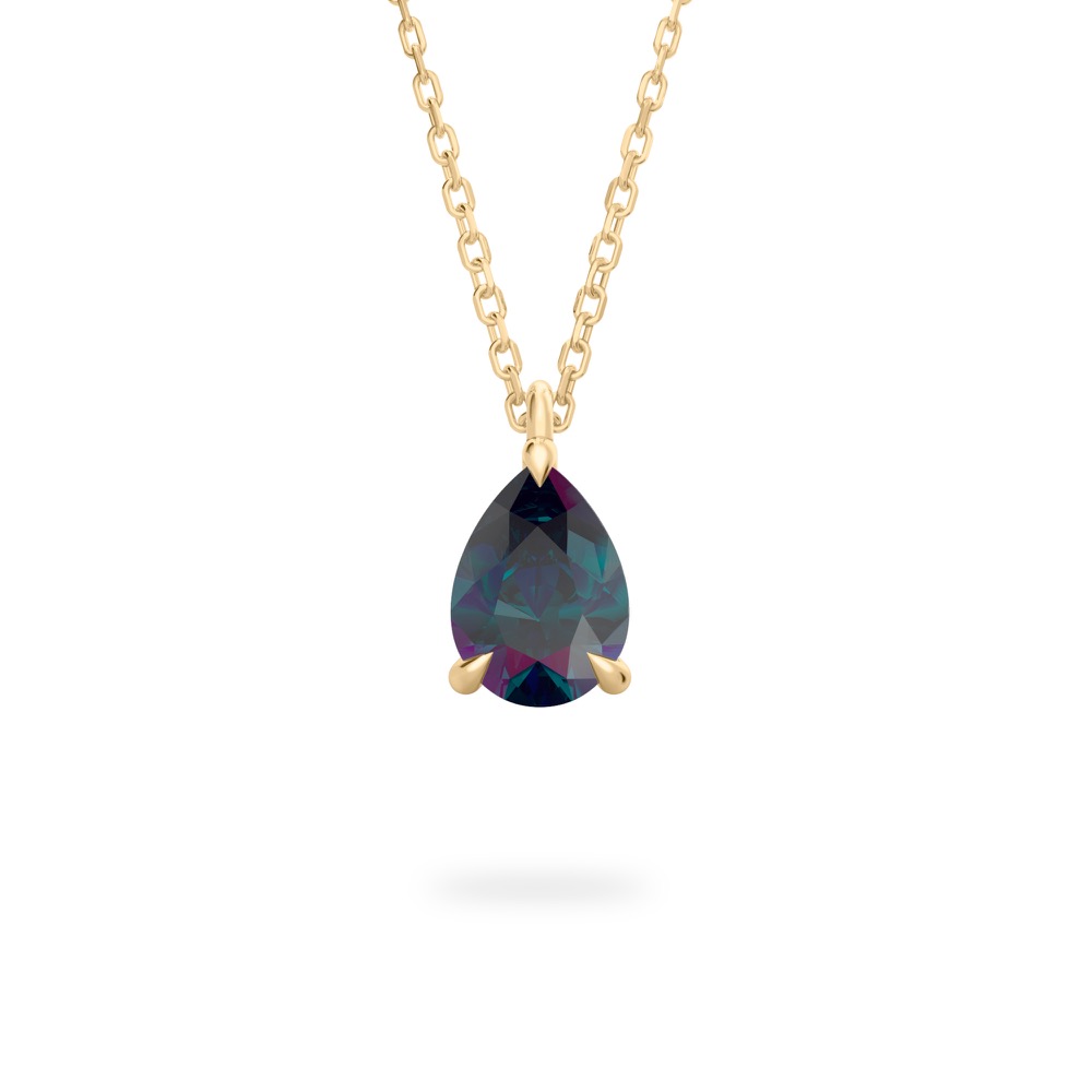 pear alexandrite necklace in and earrings yellow gold