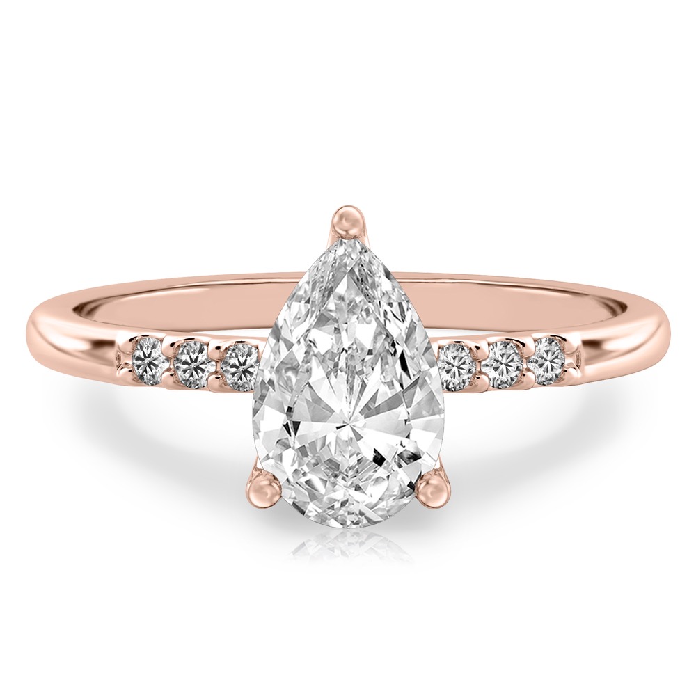pear shape diamond minimalist pave engagement ring in rose gold