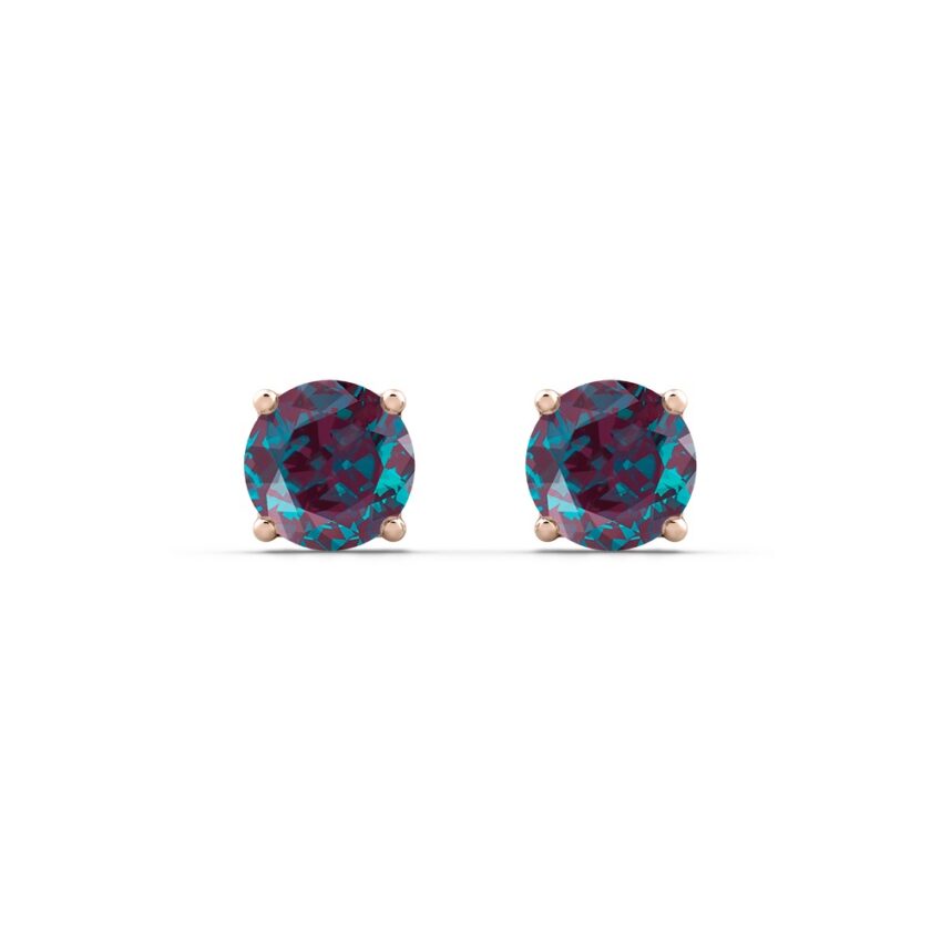 round cut alexandrite necklace in and earrings rose gold