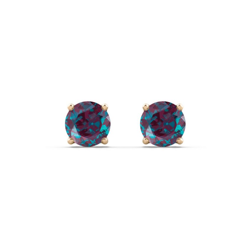 round cut alexandrite necklace in and earrings yellow gold